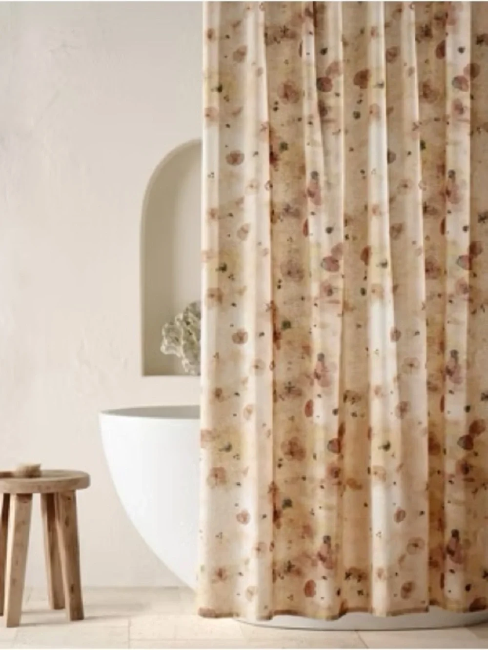 Casaluna Linen Warm Washed Floral Shower Curtain Neutral Earth Tone Boho
